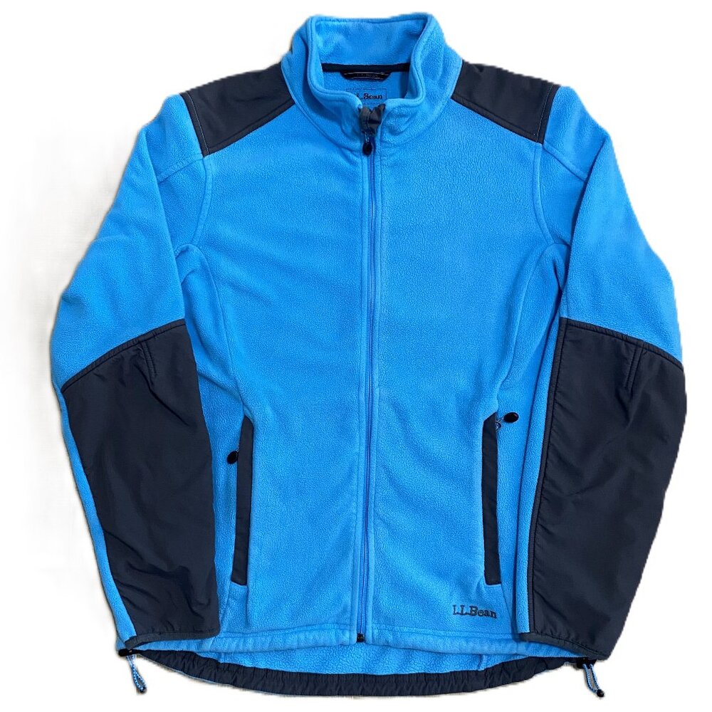 L.L. Bean Windpro Polartec Full‎ Zip Fleece Jacket Blue/Charcoal Grey SZ S Men's